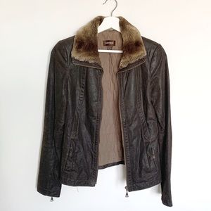 Danier brown brown leather jacket